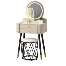 Sliding Wardrobes 4U Modern Dressing Table with LED Mirror & Stool Set W60 x D40 x H127cm in Beige - thumbnail 3