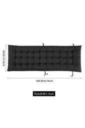 Garden Sanctuary 160x50cm Sun Lounger Cushion with Anti-Slip Cover in Black - Size: 160x50 cm - thumbnail 3