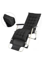 Garden Sanctuary 160x50cm Sun Lounger Cushion with Anti-Slip Cover in Black - Size: 160x50 cm - thumbnail 1