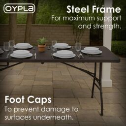 Oypla 6ft Folding Outdoor Rattan Trestle Table in Black - thumbnail 4