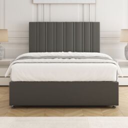 "BSSPOKE Sienna Plush Divan Bed Set 24""Headboard 2Drawers Same Side & Mattress in Grey - Size: Double" - thumbnail 2