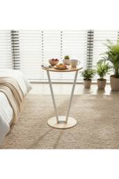 Living and Home Round Side Table End Table in Natural - thumbnail 2