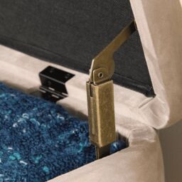 Home Source Storage Ottoman Seat Boucle Velvet Metal Legs Compact Bedroom Storage in Light Grey - thumbnail 6