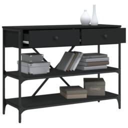 Berkfield Home Classic Console Table with Drawers & Shelves Black Engineered Wood - thumbnail 4