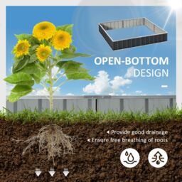 OUTSUNNY Metal Raised Garden Bed No Bottom DIY Large Steel Planter Box with Gloves in Dark Grey - thumbnail 4