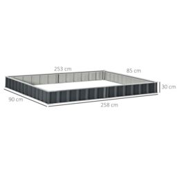 OUTSUNNY Metal Raised Garden Bed No Bottom DIY Large Steel Planter Box with Gloves in Dark Grey - thumbnail 3
