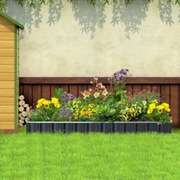 OUTSUNNY Metal Raised Garden Bed No Bottom DIY Large Steel Planter Box with Gloves in Dark Grey - thumbnail 1