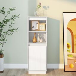 Berkfield Home Highboard White 37x34x110 cm Solid Wood Pine - Size: 37 x 34 x 110 cm - thumbnail 3