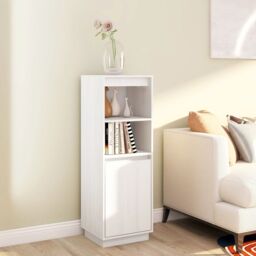 Berkfield Home Highboard White 37x34x110 cm Solid Wood Pine - Size: 37 x 34 x 110 cm