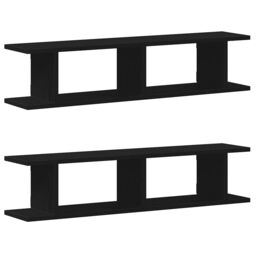 Berkfield Home Wall Shelves 2 pcs Black Oak 90x18x20 cm Engineered Wood - Size: 90 x 18 x 20 cm - thumbnail 2