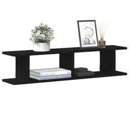 Berkfield Home Wall Shelves 2 pcs Black Oak 90x18x20 cm Engineered Wood - Size: 90 x 18 x 20 cm - thumbnail 4