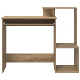Berkfield Home Oak Computer Desk Artisan Oak Particle board Medium Storage in Brown - thumbnail 5