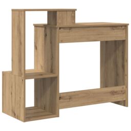 Berkfield Home Oak Computer Desk Artisan Oak Particle board Medium Storage in Brown - thumbnail 7