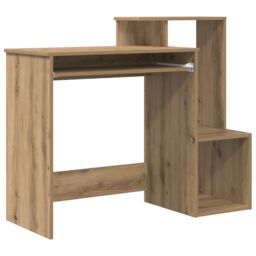 Berkfield Home Oak Computer Desk Artisan Oak Particle board Medium Storage in Brown - thumbnail 2