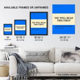 "Artery8 You Will Read This First Blue Simple Modern Wall Art Print - Size: W12"" x H16""" - thumbnail 3