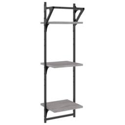 Berkfield Home 3-Tier Wall Shelves with Bars 2 pcs Grey Sonoma 30x25x100 cm - Size: 30 x 25 x 100 cm - thumbnail 7