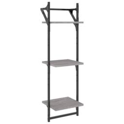 Berkfield Home 3-Tier Wall Shelves with Bars 2 pcs Grey Sonoma 30x25x100 cm - Size: 30 x 25 x 100 cm - thumbnail 4