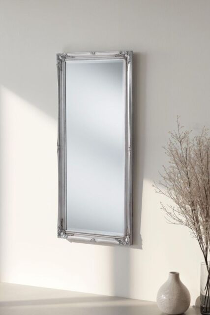 Yearn Mirrors French Style Carved Full Length Mirror Silver 166x75cm - Size: 166x75 cm - image 1