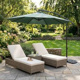 Monstershop Cantilever Parasol 3m With Half Fan Base - Green - thumbnail 4