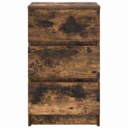 Berkfield Home Bedside Cabinet with 3 Drawers Smoked Oak 39x35x65 cm in Brown - Size: 39 x 35 x 65 cm - thumbnail 6