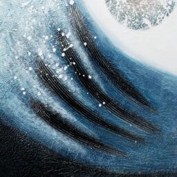 Modish Furnishing Blue & Cream Wave Black Framed Canvas - thumbnail 4