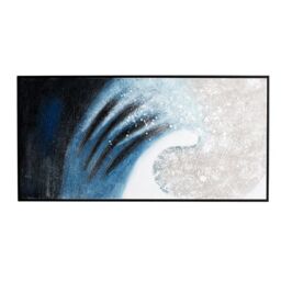 Modish Furnishing Blue & Cream Wave Black Framed Canvas - thumbnail 3
