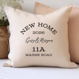 Aye Do Gifts Personalised New Home Cushion in Cream - Size: 40 cm x 40 cm