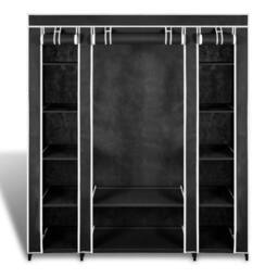 Berkfield Home Fabric Wardrobe with Compartments & Rods 45x150x176 cm Black - Size: 45 x 150 x 176 cm - thumbnail 5