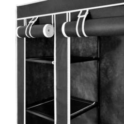 Berkfield Home Fabric Wardrobe with Compartments & Rods 45x150x176 cm Black - Size: 45 x 150 x 176 cm - thumbnail 4