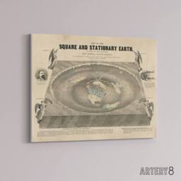 "Artery8 Ferguson Vintage World Map Flat Earth Canvas Wall Art Print in Beige - Size: W18"" x H24""" - thumbnail 2