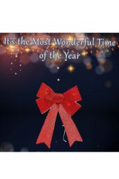VFM e-Store Light Up Tinsel Bow Christmas Decoration X 1 29cm x 43cm x 10cm Red - Size: 29 cm x 43 cm x 10 cm - thumbnail 3