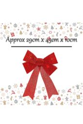 VFM e-Store Light Up Tinsel Bow Christmas Decoration X 1 29cm x 43cm x 10cm Red - Size: 29 cm x 43 cm x 10 cm - thumbnail 2