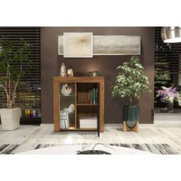 Mex Furniture LTD Sideboard Serene 83cm - Dark Oak & Black Matt Doors & LED Lights - thumbnail 3