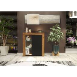 Mex Furniture LTD Sideboard Serene 83cm - Dark Oak & Black Matt Doors & LED Lights - thumbnail 2
