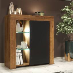 Mex Furniture LTD Sideboard Serene 83cm - Dark Oak & Black Matt Doors & LED Lights - thumbnail 4