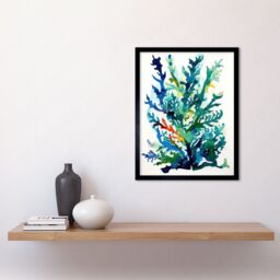 "Artery8 Wall Art Print Seaweed Plant Abstract Folk Art Framed in Black - Size: W12"" x H16""" - thumbnail 2
