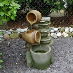 Primrose Cascading Water Feature Stone Effect 'Honey Pots Barrel' Lights 68cm - thumbnail 6