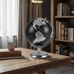 Costway Metallic Black World Globe 20CM Rotating Earth Globe w/Metal Stand - thumbnail 5