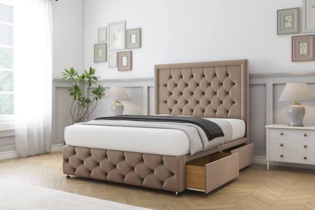 "Sloomy Vienna Plush Divan Set No Drawers-54"" Headboard-Footboard in Bronze - Size: Small Double" - image 1
