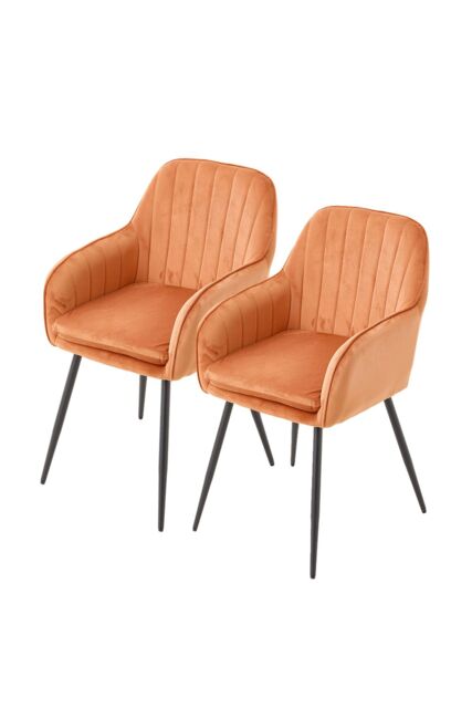 Living and Home Set of 2 Upholstered Dining Chairs in Orange - image 1