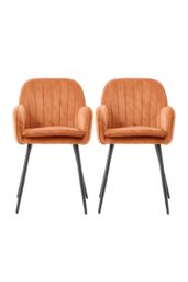 Living and Home Set of 2 Upholstered Dining Chairs in Orange - thumbnail 2