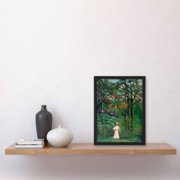 Artery8 Henri Rousseau Framed Wall Art Woman Walking in an Exotic Forest in Green - Size: A4 - thumbnail 2