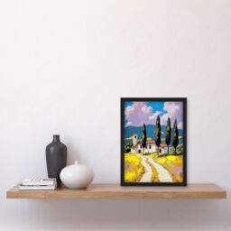 "Artery8 Italian Countryside Villa Cypress Trees Landscape Framed Art Print - Size: W12"" x H16""" - thumbnail 4