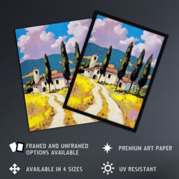 "Artery8 Italian Countryside Villa Cypress Trees Landscape Framed Art Print - Size: W12"" x H16""" - thumbnail 2