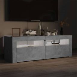 Berkfield Home TV Cabinet with LED Lights Concrete Grey 120x35x40 cm - Size: 120 x 35 x 40 cm - thumbnail 5