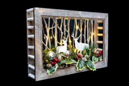 Shatchi B/O LED Wooden Reindeer Scene - Rectangle Shape - W45xD8.5xH29cm in Brown - thumbnail 4