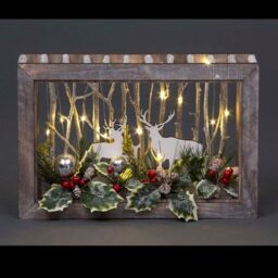 Shatchi B/O LED Wooden Reindeer Scene - Rectangle Shape - W45xD8.5xH29cm in Brown - thumbnail 1