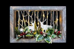 Shatchi B/O LED Wooden Reindeer Scene - Rectangle Shape - W45xD8.5xH29cm in Brown - thumbnail 2