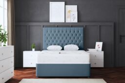 DS Living Seraphine Metallic Blue Divan Bed with Headboard - Size: Small Double - thumbnail 2