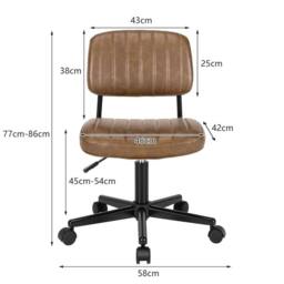 Costway Swivel Office Chair PU Leather Height Adjustable Executive Task Chairs in Brown - thumbnail 4